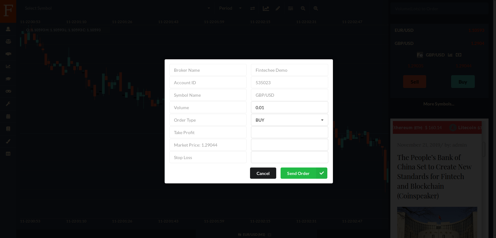 Tutorial for Forex Trading | Basic Functions | Send Orders - Fintechee